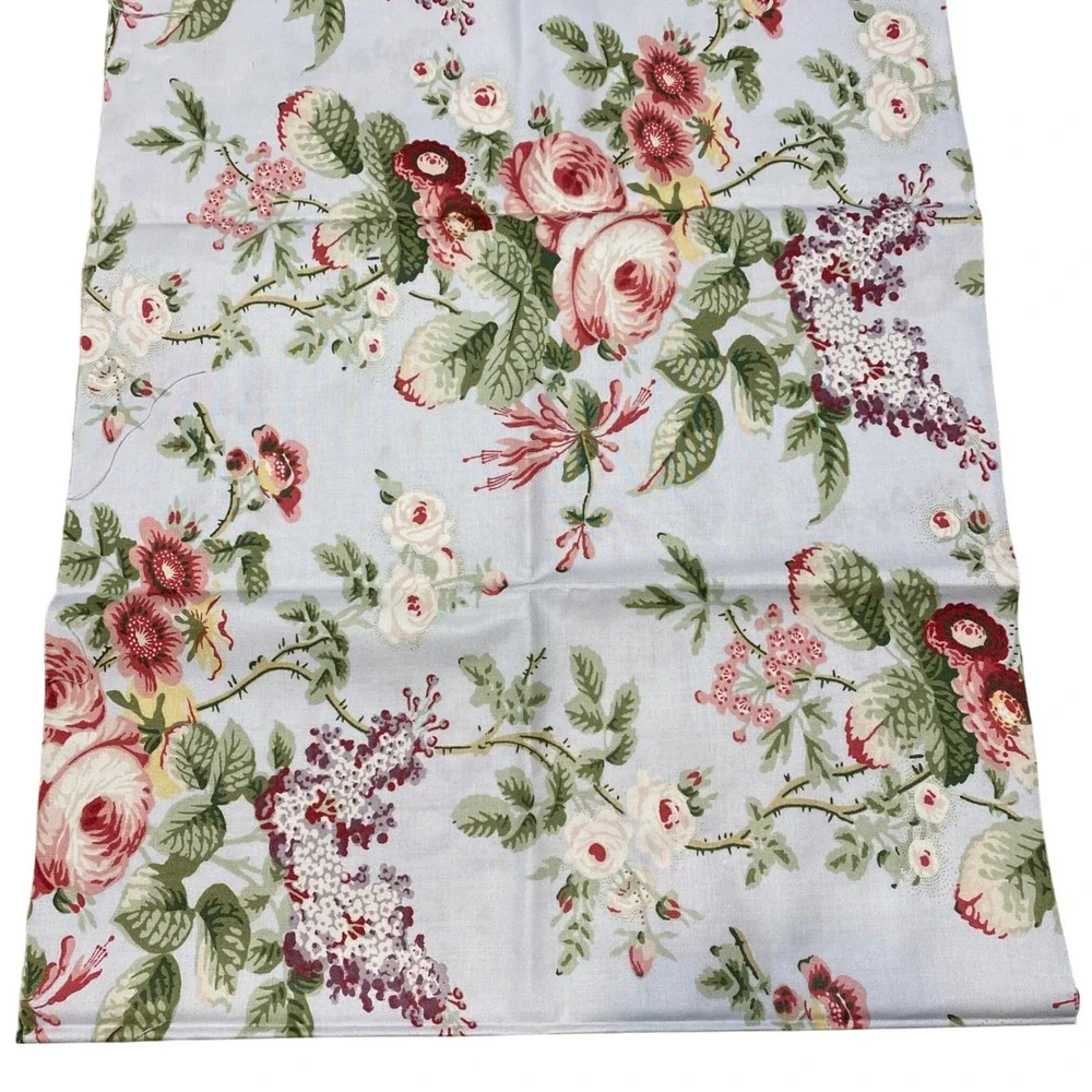 Laura Ashley English Country Print Remnants Fabric Light Blue Floral Rose Lilac